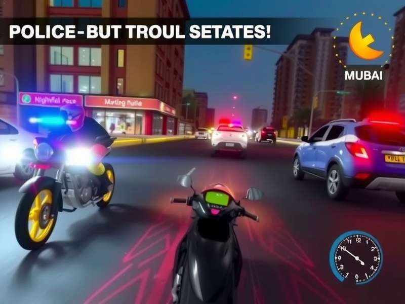 Nightfall Racer gameplay screenshot showing Mumbai streets